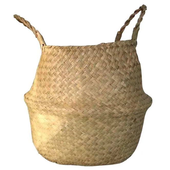 Leyi new style Nordic handmade flower baskets hand-held woven baskets flower pots seaweed folded seagrass storage baskets