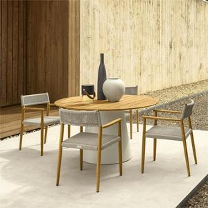Set pranzo moderno all'aperto per tutte le stagioni <span class=keywords><strong>tavolo</strong></span> da pranzo in teak con sedie in corda intrecciata set da pranzo patio - Product Image 1