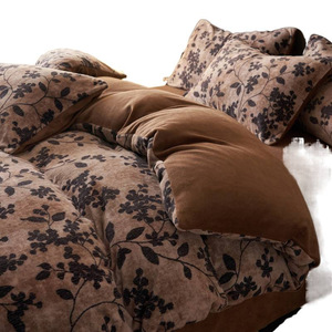 Maillard Digital Fleece Bedding Set 133x72 Polyester Plant <b>Pattern</b> Four-Piece Kit Autumn Warmth - Product Image 5
