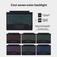 Clavier portable fin rechargeable avec rétroéclairage 7 couleurs, Bluetooth 5.2, pour Surface Pro avec pavé tactile et support pour stylet