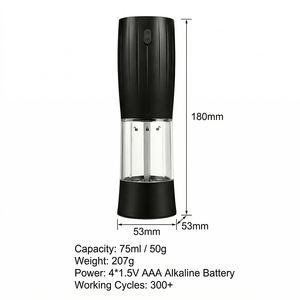Customized 2 Pack Modern Luxury Gravity Battery-operated Portable Daily Cooking Plastic <b>Pepper</b> Mill Led - Product Image 4