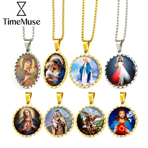Colliers pendentifs catholiques Jésus et la Vierge Marie en gros pour articles religieux, personnalisables avec photo et image - Product Image 1