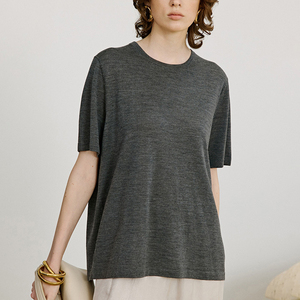 Maglione T-Shirt Unisex in <span class=keywords><strong>Lana</strong></span> <span class=keywords><strong>Merino</strong></span> e Cotone, Stile Vintage, Casual, Ecologico, Anti-Restringimento, Maglia Larga, Produzione OEM - Product Image 3