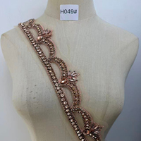 WTP-1564 Keering – Applique de luxe faite à la main avec broderie de perles et strass à coudre pour robe de soirée