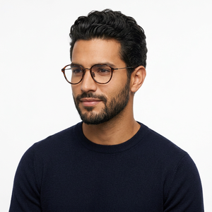 Lunettes de vue rondes pour hommes, monture intégrale, anti-lumière bleue, verres en résine de couleur unie, légères, pour un usage quotidien - Product Image 1