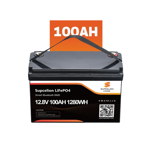 SUPCELION 12V LiFePO4 100Ah 1280Wh Lithium-ion Battery Pack Integrated BMS Bluetooth 4.0 10-Year