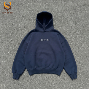 Sudadera con Capucha Negra de Felpa Francesa para Hombre, 500 g/m², de Alta Calidad, Lisa, para Diseño Gráfico Personalizado, Corte Holgado, Hombros Caídos, Talla Grande - Product Image 2