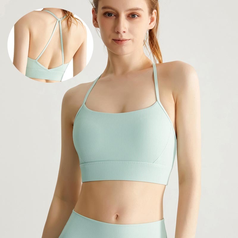 Women's New Style Thin Straps Super Soft Fitness Underwear Skin-Friendly Stretchy Quick Dry Compression Sports Yoga Bra