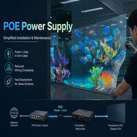 Affichage LED flexible transparent pour intérieur, film publicitaire pour fenêtre en verre, mur-rideau LED vidéo HD en réseau