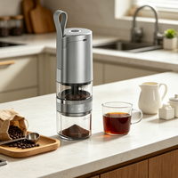 Molinillo de Café Eléctrico de Acero Inoxidable, Recargable por USB-C, 5 Niveles de Molienda Ajustables, para Uso Doméstico, al Aire Libre y en el Automóvil