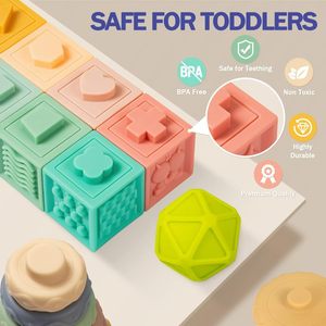 EPT Set di 20 Blocchi Impilabili in Gomma Morbida, Palline da Dentizione, Giocattoli Sensoriali Montessori per l'Apprendimento Precoce dei Bambini da 6 a 12 Mesi - Product Image 2