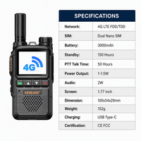 KENEARD KE-996 4G LTE PoC Walkie Talkie Dual SIM Push Talk 3000mAh 150 Jam Siaga 300 Grup Pengguna Radio Saluran Cuaca >50km