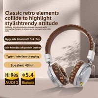AKZ-606 Nouveau modèle exclusif transfrontalier d'écouteurs sans fil circum-auriculaires Bluetooth 5.4, pliables, avec fente pour carte et serre-tête à motifs