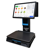 Caisse enregistreuse, terminal de point de vente, système tout-en-un, double écran, écran tactile capacitif 15,6 pouces, balance intégrée, imprimante intégrée