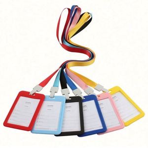 Porta Tarjetas de Identificación de Plástico Duro Transparente de Alta Calidad con Cordón para Comidas Escolares - Product Image 1