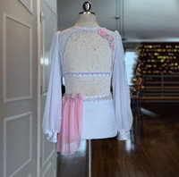 Robe de danse lyrique pour filles et femmes, robe de danse de compétition de luxe avec strass, blanche et rose, personnalisable
