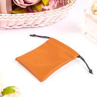 Pochette à cordon en cuir PU de luxe avec logo personnalisé, doublure en faux daim doux, sac d'emballage cadeau pour bijoux, anneaux, cosmétiques