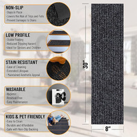 Tapis d'escalier rayé antidérapant de 8x30 pouces de conception OEM pour les enfants, les personnes âgées et les animaux domestiques.
