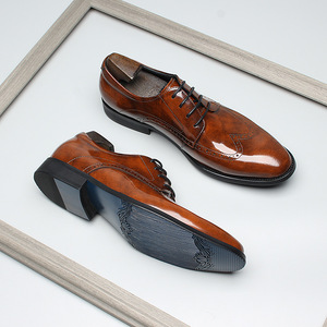 Chaussures habillées en cuir à bout pointu pour hommes, souples et décontractées, Oxford formelles, décontractées pour le bureau, plates, brogues, à lacets. - Product Image 3