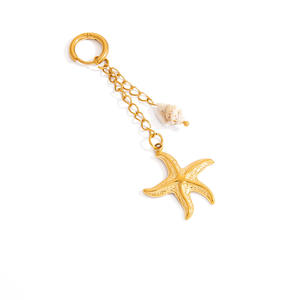 Vente en gros de bijoux de bikini hippocampe de plage avec breloques en forme de coquillage en forme de soleil chaîne en acier inoxydable or 18 carats porte-clés de plage avec pendentif - Product Image 4