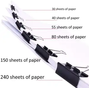 Siyah Binder ataşlar ofis ve ev için düz Metal el sanatları kağıt organizasyonu için büyük kağıt kelepçeleri