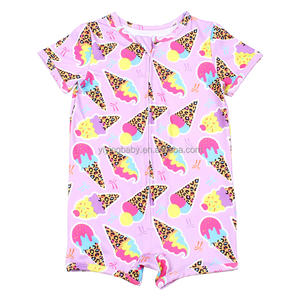 Yenidoğan için özel baskılı bambu tulum ODM Zipper m fermuar Romper bebek bebek Bodysuit - Product Image 4