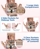 Sac de toilette de voyage suspendu en polyester avec logo personnalisé, plusieurs poches, organiseur de cosmétiques Blush Diamond, vente en gros OEM