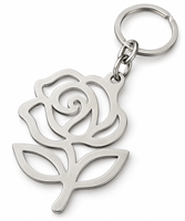 Porte-clés personnalisé en métal durable avec pendentif contour de rose, logo sur mesure, cadeau souvenir en gros, fabricant OEM ODM en vrac