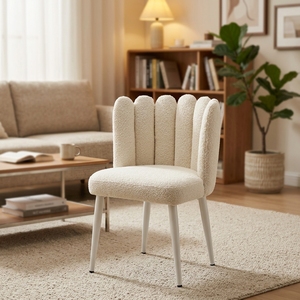 Sedia da Pranzo Ergonomica in Velluto Stile Nordico: Comoda per Lunghe Sedute, Semplice Sedia da Pranzo Bianca - Product Image 3