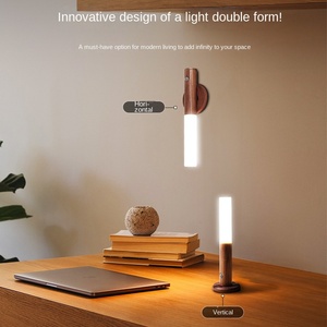 Veilleuse LED tricolore créative moderne alimentée par USB motif en bois ABS pour l'atmosphère de la maison intelligente blanche pour la cuisine de chevet - Product Image 2