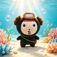 Peluche personnalisée de plongeur de dessin animé, jouet en peluche doux et mignon, poupée en peluche OEM ODM, faible MOQ, vente en gros, cadeau pour enfants