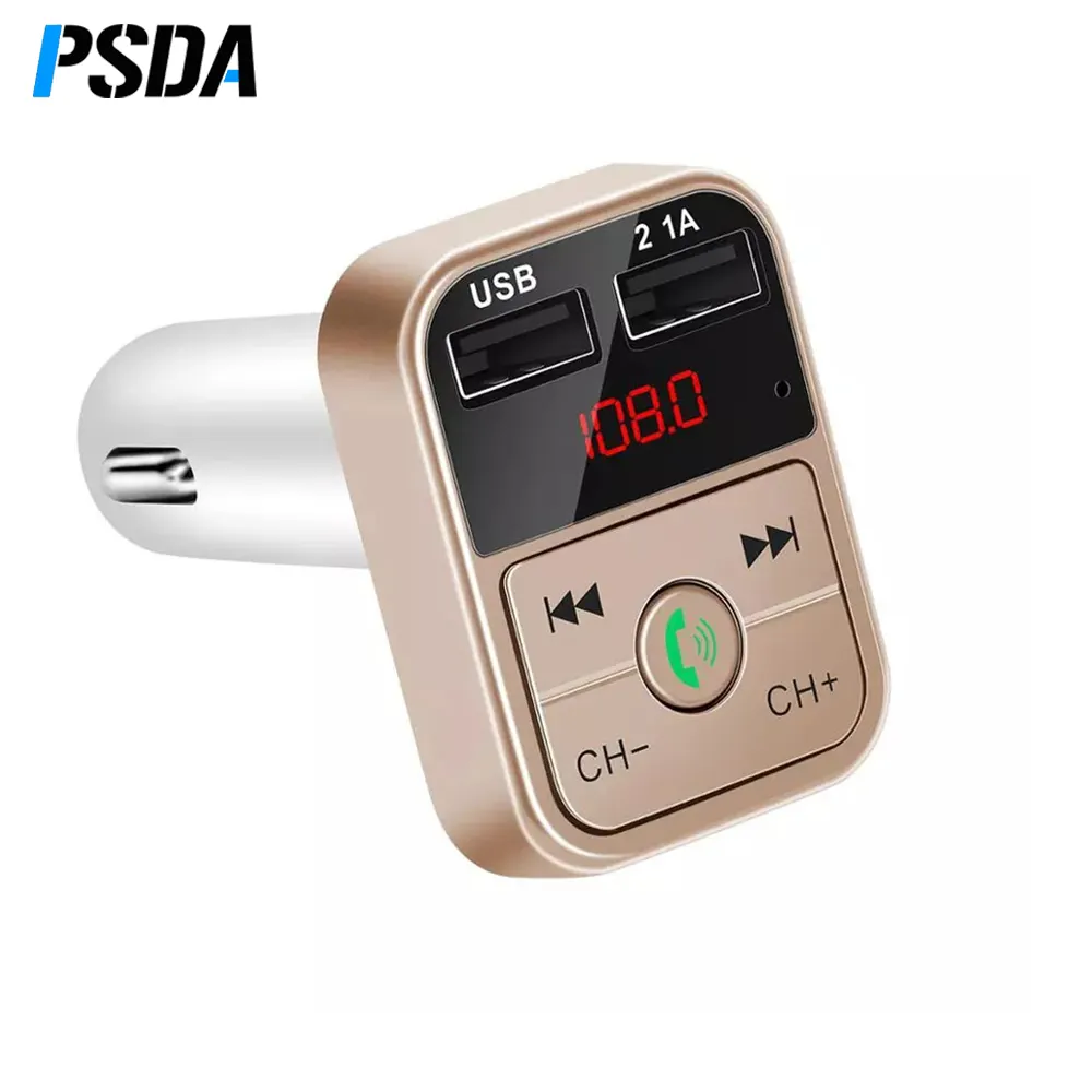 PSDA Car Kit Handsfree Transmitter FM Nirkabel LCD MP3 Player USB Charger 5V 2.1A Aksesoris Mobil Handsfree