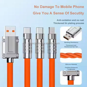 Cable de Carga Rápida 3 en 1 de 60W, Silicona Líquida, Múltiples Puertos USB, Aleación de Zinc Reforzada, Conector SR Universal para Móviles - Product Image 3