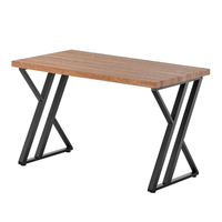 Strong Home Furniture-Table de lecture et de salle à manger en bois rectangulaire longue avec pieds noirs pour le travail sur ordinateur de cuisine