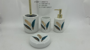 <span class=keywords><strong>Ensemble</strong></span> d'accessoires de salle de bain en céramique moderne écologique de luxe en quatre pièces, forme personnalisée, en stock, décoration d'intérieur, prix bas - Product Image 4