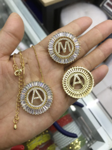 Gold Plated Shiny Cubic Zirconia CZ <strong>Initial</strong> <strong>Charms</strong> <strong>Necklace</strong>, Micro Pave CZ Alphabet Letters Pendant <strong>Necklace</strong> for Christmas Gift - Product Image 2