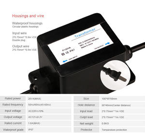 Transformateurs de lumière de piscine personnalisables 220v <span class=keywords><strong>12v</strong></span> Ac avec prise US/EU/UK IP67 <span class=keywords><strong>pour</strong></span> éclairage LED de piscine, spa, <span class=keywords><strong>fontaine</strong></span> - Product Image 2