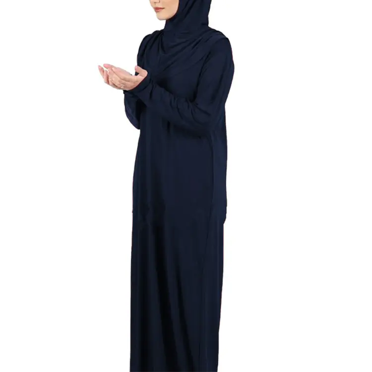 Venta caliente árabe Dubai Abaya con Hijab suelto Color sólido Maxi vestido elegante mujer vestido de graduación fabricación al por mayor