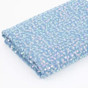Wholesale Sequins washed denim fabric thick cotton for diy bag hat jacket skirt clothing