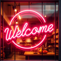 Meilleures ventes, prix de gros, enseigne de bienvenue LED extérieure personnalisée, imperméable, enseigne au néon personnalisée pour magasin