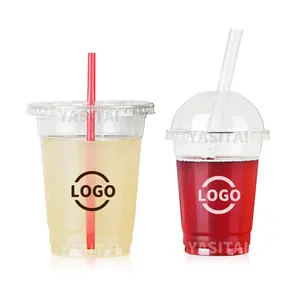 Tùy chỉnh logo12oz 16oz 24oz 32oz dùng một lần Pet PLA sinh thái strawless ly nhựa rõ ràng nước giải khát ly cà phê có nắp đậy cho cửa hàng bên