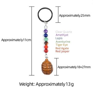 <span class=keywords><strong>Porte</strong></span>-clés hérisson 7 chakras en jaspe rouge et œil de tigre, artisanat en cristal pour la décoration intérieure, cadeau personnalisé fait main, ornement - Product Image 4