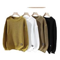 Pull en maille pour homme, col rond, coupe ajustée, style rétro, en mélange de poils de lapin épaissi, chaud, pour un usage quotidien décontracté