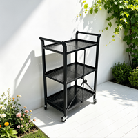 Chariot de rangement pliable robuste à 3 niveaux en PVC imperméable avec roulettes, étagère industrielle pour cuisine et salle de bain (vente en gros)