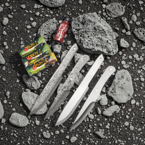 Juego de cuchillos de camping de acero de Damasco, 1 unidad, hoja de punta caída, mango de acero inoxidable, espiga completa, industrial/DIY OEM - Product Image 3