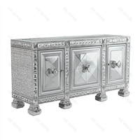 Meuble TV en bois miroir LED en cristal argenté, meuble de rangement moderne avec cheminée en verre, écologique, pour salon et chambre à coucher