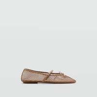 Ballerines en maille unies avec bride à boucle et nœud, bout rond, mode printemps-été, noires, semelle en caoutchouc pour femme