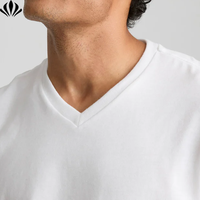 T-shirt basique à col en V pour homme avec logo personnalisé, coupe classique, confortable et décontracté