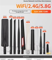 Antenne verticale double bande ANLONG 2,4 GHz 5 GHz 3dBi MIMO RP pour routeur WiFi, carte réseau sans fil, adaptateur USB