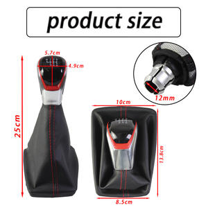 Poignée de levier de vitesses en cuir pour Audi, 5 ou 6 vitesses, ergonomique, avec surpiqûres rouges - Product Image 5